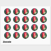Sticker Rond Fleur rouge Rosebud (Feuille)