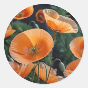 Sticker Rond Fleur rouge vibrant
