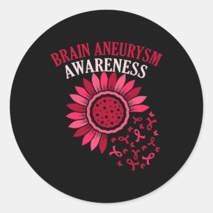 Sticker Rond Fleur Ruban Cerveau Aneurysme Mois de sensibilisat