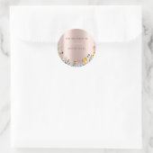 Sticker Rond Fleur sauvage aquarelle Meadow RoseGold Grossesse (Sac)