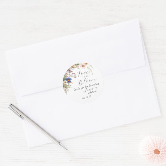 Sticker Rond Fleur sauvage Arch "Amour en Fleur" Fête des marié (Enveloppe)