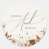 Sticker Rond Fleur sauvage automne | Mariage beige`Enveloppe (Devant)