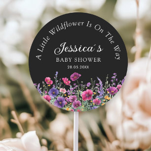 Sticker Rond Fleur sauvage, Baby shower à fleurs violettes