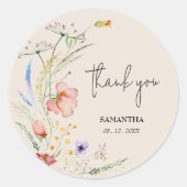 Sticker Rond Fleur sauvage Baby shower ivoire (Devant)