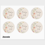 Sticker Rond Fleur sauvage Baby shower ivoire (Feuille)