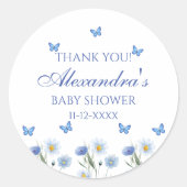 Sticker Rond Fleur sauvage Baby shower papillon Boho Merci (Devant)