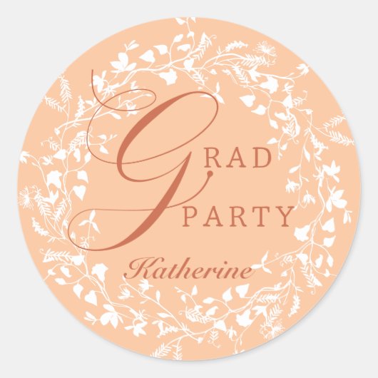 Sticker Rond Fleur sauvage blanc Peach Fuzz Wreath Graduation (Devant)