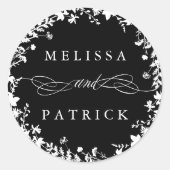 Sticker Rond Fleur sauvage blanc   Silhouette Mariage noir (Devant)