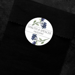 Sticker Rond Fleur sauvage Bleu classique Fleur de Jardin Boh