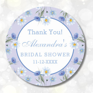 Sticker Rond Fleur sauvage bleu Dusty Boho Fête des mariées Mer
