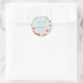 Sticker Rond Fleur sauvage bleu Mariage d'été Wreath (Sac)