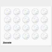 Sticker Rond Fleur sauvage bleu Monogramme Mariage Enveloppe Ph (Feuille)