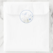 Sticker Rond Fleur sauvage bleu Monogramme Mariage Enveloppe Ph (Sac)