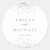 Sticker Rond Fleur sauvage bleu Périvent Mariage Enveloppe scea (Devant)