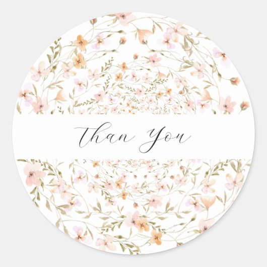 Sticker Rond Fleur sauvage Boho Floral Mariage (Devant)