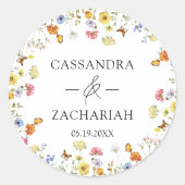 Sticker Rond Fleur sauvage Boho Wedding shower botanique (Devant)