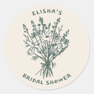Sticker Rond Fleur sauvage Bouquet Rustique Whimsical Fête des