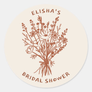 Sticker Rond Fleur sauvage Bouquet Rustique Whimsical Fête des 