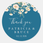 Sticker Rond Fleur sauvage classique Blush Merci mariage préfér (Devant)