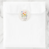 Sticker Rond Fleur sauvage couleur Monogramme beige Mariage pho (Sac)