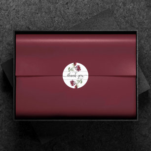Sticker Rond Fleur sauvage Crimson Rouge Bohème Floral Merci