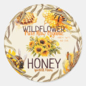 Sticker Rond Fleur sauvage d'abeilles miel Honey Jar Lid Étique (Devant)