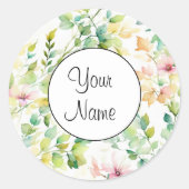 Sticker Rond Fleur sauvage d'aquarelle botanique classique (Devant)