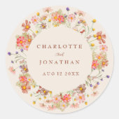 Sticker Rond Fleur sauvage d'automne Boho Mariage personnalisé (Devant)