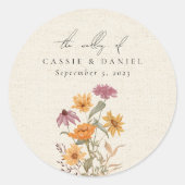 Sticker Rond Fleur sauvage d'automne Jardin Mariage botanique (Devant)