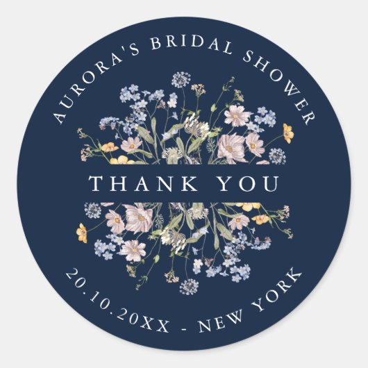 Sticker Rond Fleur sauvage de la marine Meadow Bride douche mer (Devant)