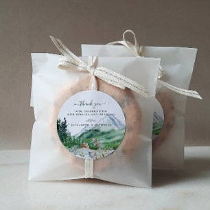 Sticker Rond Fleur sauvage de montagne rustique Cadeau de mar