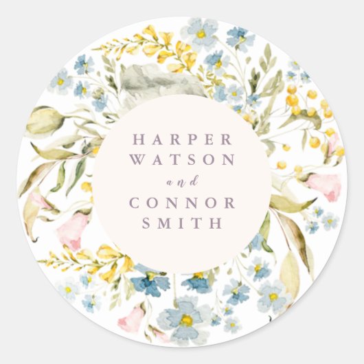 Sticker Rond Fleur sauvage de printemps Boho Pampas Mariage de (Devant)