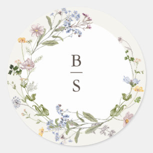 Sticker Rond Fleur sauvage de printemps coloré Meadow Garden Ma