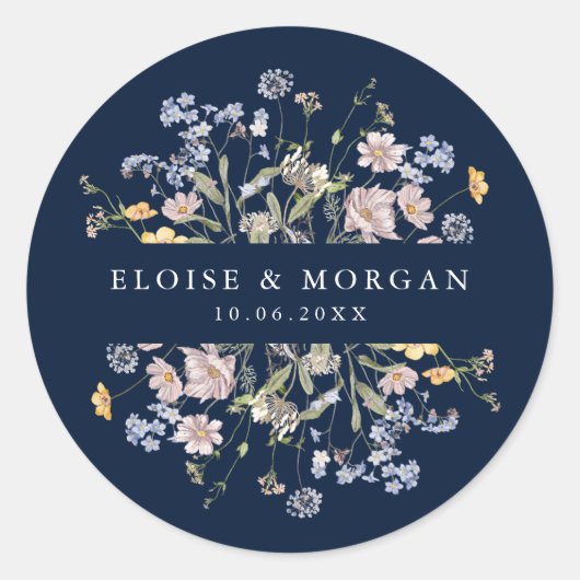 Sticker Rond Fleur sauvage de printemps de la marine Meadow Gar (Devant)