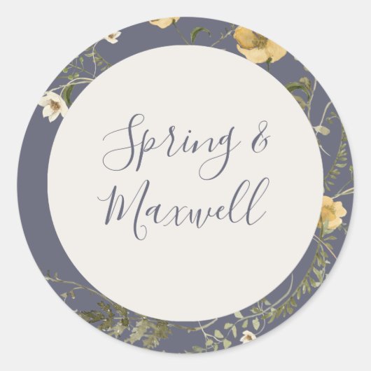 Sticker Rond Fleur sauvage de printemps | Dusty Purple Mariage (Devant)
