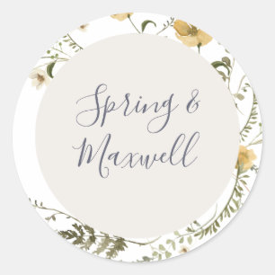 Sticker Rond Fleur sauvage de printemps Phoques d'enveloppes