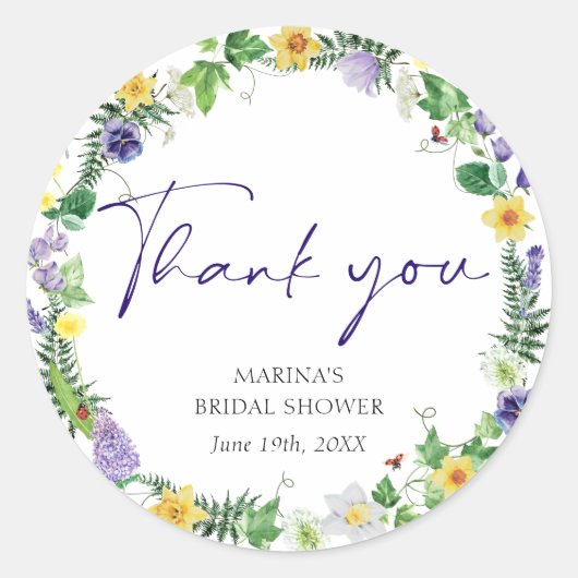 Sticker Rond Fleur sauvage élégant (Devant)