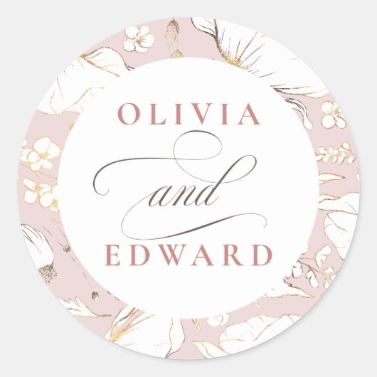 Sticker Rond Fleur sauvage Élégant Mariage Or à main (Devant)