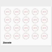 Sticker Rond Fleur sauvage Élégant Mariage rose (Feuille)