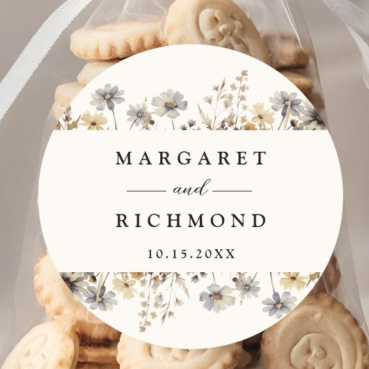 Sticker Rond Fleur sauvage en terre cuite Mariage Floral