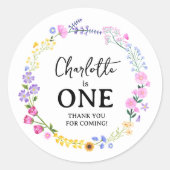 Sticker Rond Fleur sauvage est un premier anniversaire (Devant)