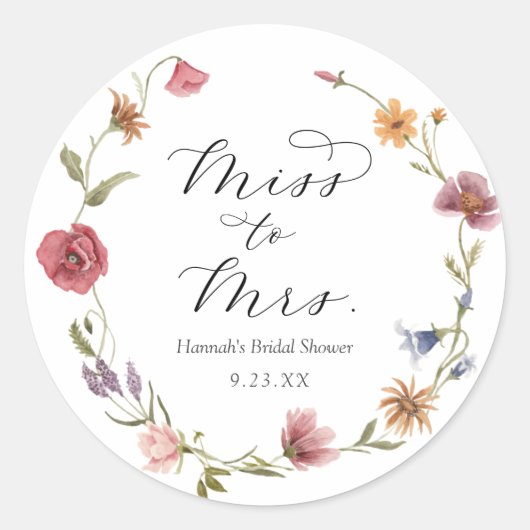 Sticker rond fleur sauvage Fête des mariées classi (Devant)