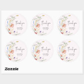 Sticker Rond Fleur sauvage fille Baby shower rose (Feuille)