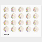 Sticker Rond Fleur sauvage Floral Boho Beige Mariage (Feuille)