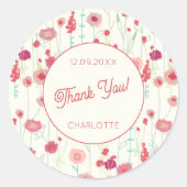 Sticker Rond Fleur sauvage Floral Merci Nom Date (Devant)
