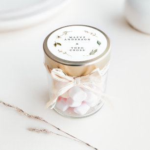 Sticker Rond Fleur sauvage florale élégante minimale enregistre