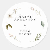 Sticker Rond Fleur sauvage florale élégante minimale enregistre (Devant)