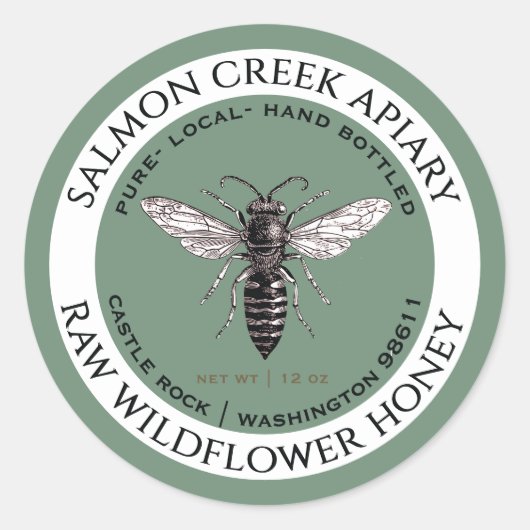 Sticker Rond Fleur sauvage frontalier turquoise Honey Queen Bee (Devant)