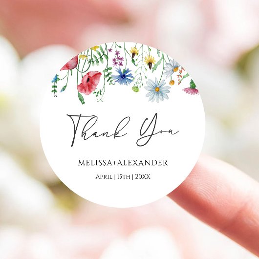 Sticker Rond Fleur sauvage Garden Florals Mariage
