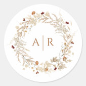 Sticker Rond Fleur sauvage Initiales Mariage Monogramme (Devant)